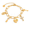 304 Stainless Steel Micro Pave Cubic Zirconia Charm Bracelets FS-WG2DFC3-01-3