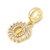 Brass Pave Clear Cubic Zirconia European Dangle Charms KK-A296-06A-G-2