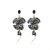 Bohemian Style Alloy & Leopard Print Cloth Stud Earrings FS-WG62249-03-2