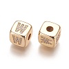 Brass Micro Pave Cubic Zirconia Beads KK-K238-16G-W-2