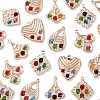 30Pcs 6 Styles Iron & Glass Pendants IFIN-FS0001-52-3