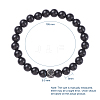 Unisex Round Natural Black Agate Beaded Stretch Bracelets BJEW-JB04845-01-2