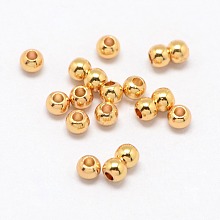 Real 24K Gold Plated Brass Round Spacer Beads X-PALLOY-M029-03G