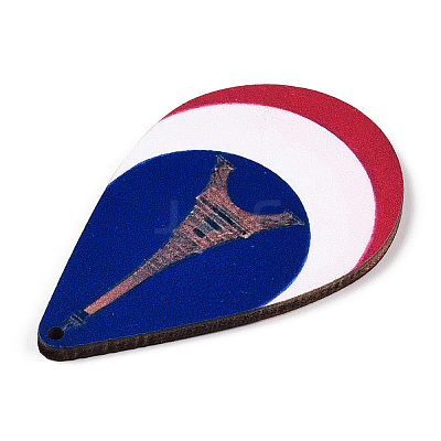 French Theme Printed Wood Pendants WOOD-N016-11-1
