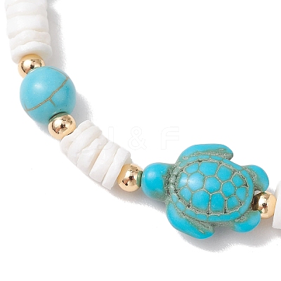Natural White Shell & Synthetic Turquoise Beads Stretch Bracelets for Women BJEW-JB13477-01-1