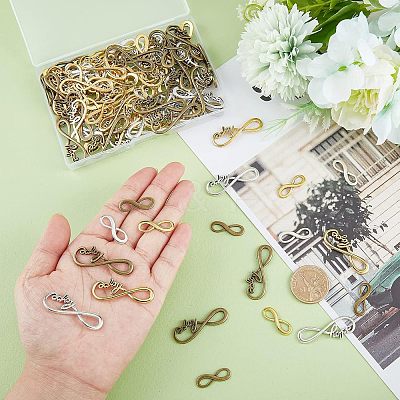 120Pcs 6 Styles Tibetan Style Alloy Infinity with Hope Connector Charms TIBE-FH0001-20-1