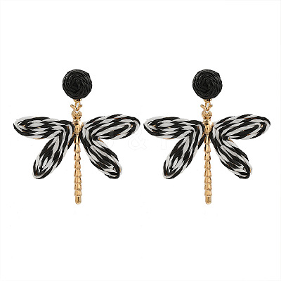 Alloy & Raffia Dangle Stud Earrings FS-WGCB008-05-1