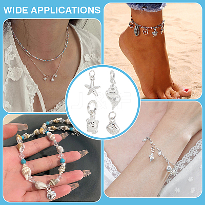4Pcs 4 Styles 925 Sterling Silver Charms with Jump Rings STER-PH0002-95-1