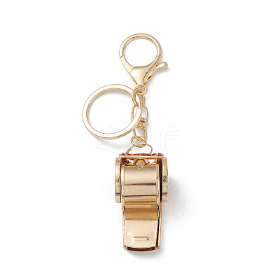Shining Zinc Alloy Rhinestone Whistle Pendant Keychain KEYC-O014-01G-02-1