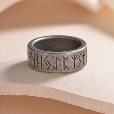 Viking Rune 304 Stainless Steel Finger Rings for Men WGDF4AB-47-1