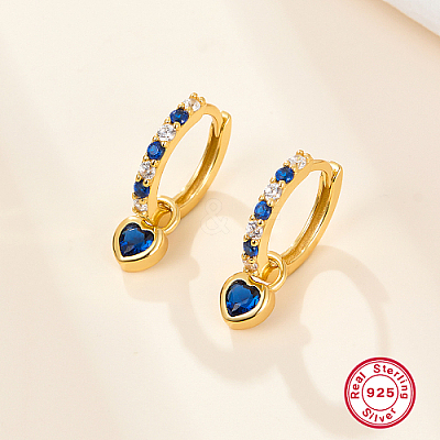 Real 18K Gold Plated 925 Sterling Silver Dangle Hoop Earrings BK3514-1-1