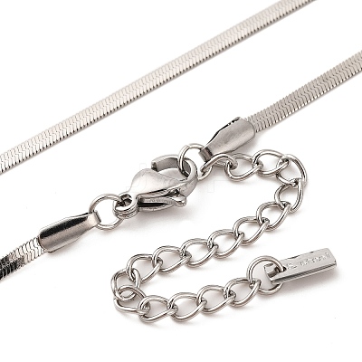 Non-Tarnish 304 Stainless Steel Heart Pendant Flat Snake Chain Necklaces for Women NJEW-G142-06P-1