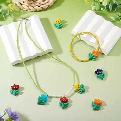 5Pcs 5 Colors Handmade Lampwork Beads LAMP-TA0002-15-1