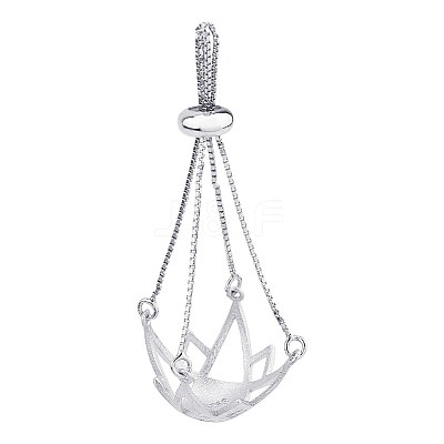 1Pc Rhodium Plated 925 Sterling Silver Bead Cage Pendant Mounting STER-HS0001-20P-1