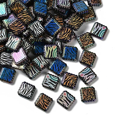 Rainbow Iridescent Printed Opaque Acrylic Beads OACR-D316-01C-03-1