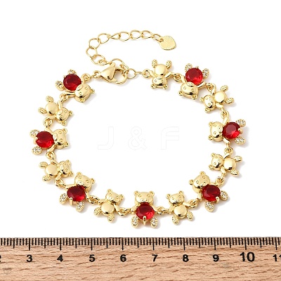 Brass Micro Pave Cubic Zirconia Link Chain Bracelets for Women BJEW-D457-01G-1