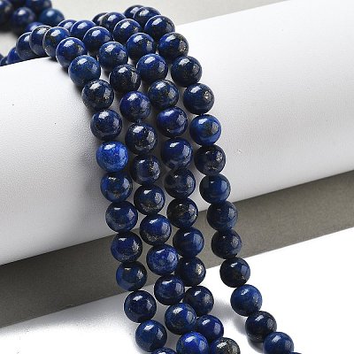 Natural Dyed Lapis Lazuli Bead Strands G-G953-04-6mm-1