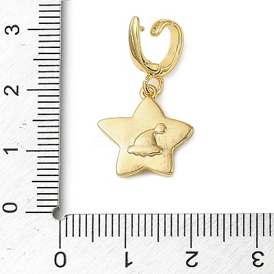 Christmas Brass Rhinestone Star Pendant Decorations KK-H498-01G-02-1