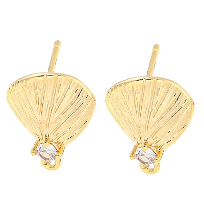 Brass Micro Pave Cubic Zirconia Stud Earring Findings LS-KK-U015-03G-1