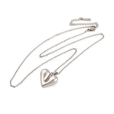 Non-Tarnish 304 Stainless Steel Heart Pendant Necklaces for Women EJEW-Z044-01P-1