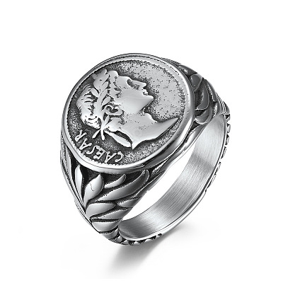 Caesar Pattern 304 Stainless Steel Finger Rings FS-WG94254-04-1