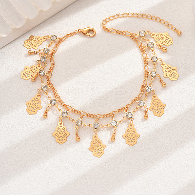 Bohemian Style Brass Rhinestone Charm Anklets YN3777-1