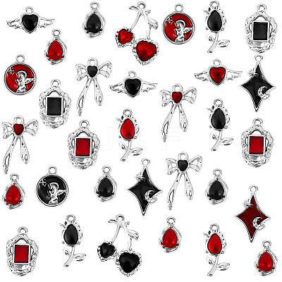 32Pcs 16 Styles Retro Alloy Enamel Pendants ENAM-PH0003-13-1