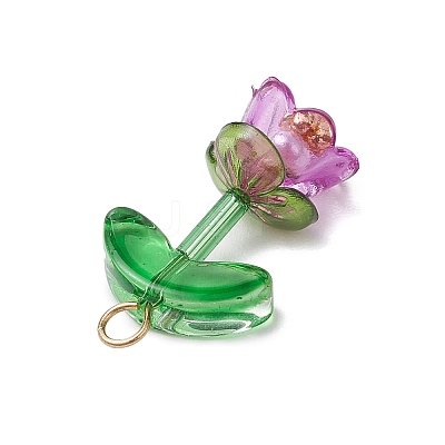Transparent Acrylic Bead Caps with Tibetan Style Alloy Daisy Spacer Beads and Spray Painted Transparent Glass Beads and ABS Plastic Imitation Pearl Beads Pendants PALLOY-JF03630-1
