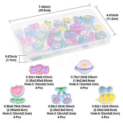 32Pcs 8 Style Transparent Acrylic Beads MACR-FS0001-95-1