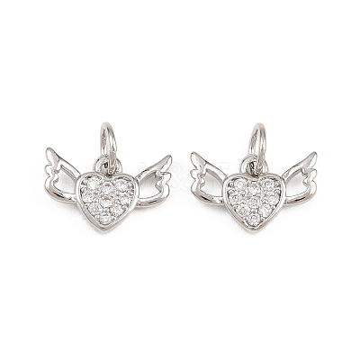 Valentine's Day Brass Micro Pave Clear Cubic Zirconia Charms KK-H292-52B-P-1