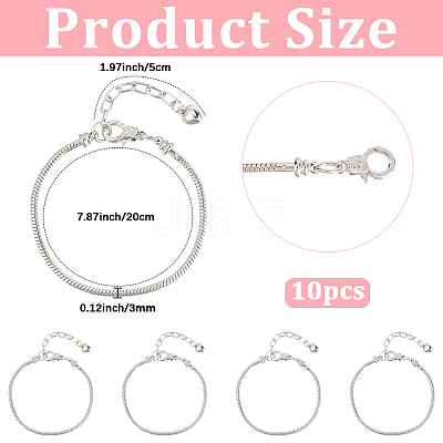 10Pcs Brass European Style Bracelets for Jewelry Making KK-PA0001-20-1