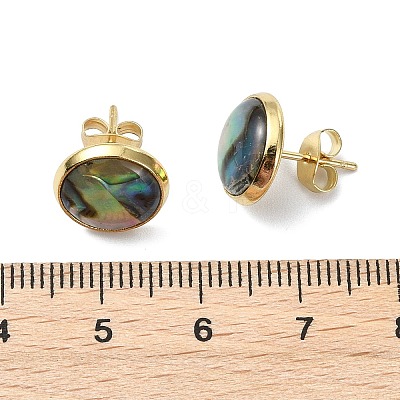 Flat Round Natural Paua Shell Stud Earring for Women EJEW-JE07126-01-1