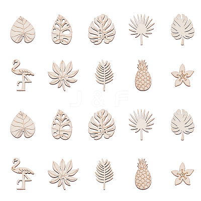 100Pcs Unfinished Wood Piece Decorations WOOD-CJ0001-58-1