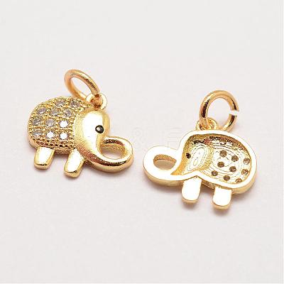 Brass Micro Pave Grade AAA Cubic Zirconia Charms ZIRC-G090-15G-NR-1