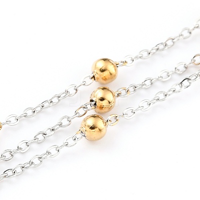 Two Tone 304 Stainless Steel Cable Chains CHS-B001-08-1