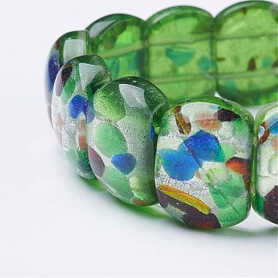 Handmade Millefiori Lampwork Beaded Stretch Bracelets BJEW-G530-01-1