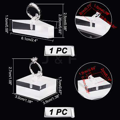 2 Sets 2 Styles Triangle & Square Acrylic Finger Ring Display Stands RDIS-GA0001-03-1