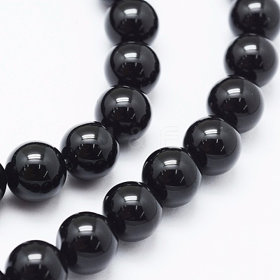 Natural Black Onyx Beads Strands G-E469-08-6mm-1
