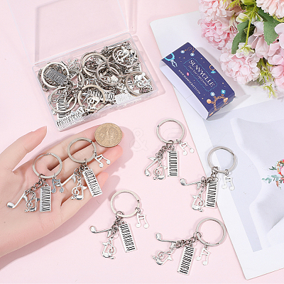 20Pcs Alloy Musical Instruments & Musical Note Keychains KEYC-SC00035-1