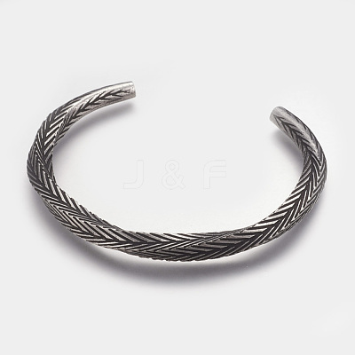 304 Stainless Steel Cuff Bangles BJEW-P192-09AS-1
