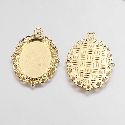 Zinc Alloy Pendant Settings for Cabochon & Rhinestone PALLOY-A15257-G-NR-1