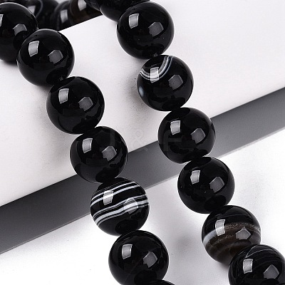 Natural Banded Agate Beads Strands G-Q608-18A-1
