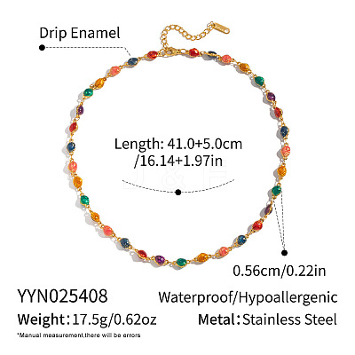 Shell Shape 304 Stainless Steel Enamel Link Chain Necklace for Women AZ3410-5-1