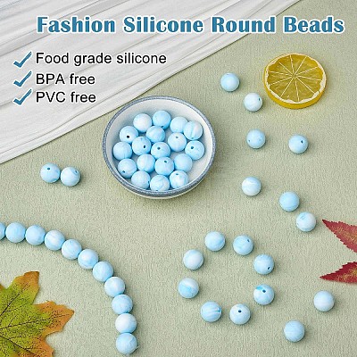 100Pcs Silicone Beads Round Rubber Bead 15MM Loose Spacer Beads for DIY Supplies Jewelry Keychain Making JX465A-1