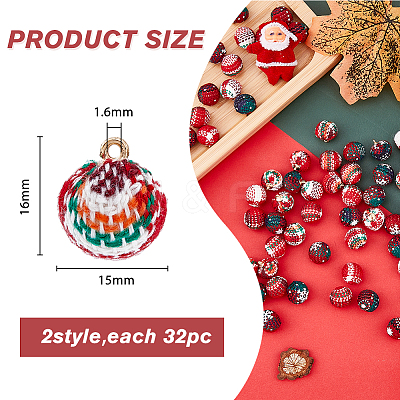 64Pcs 2 Colors Cotton Covered Aluminum Fabric Pendants FIND-FH0003-95-1
