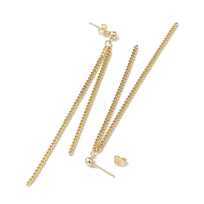 Brass Tassel Chain Drop Earrings  for Women EJEW-JE05744-01-1