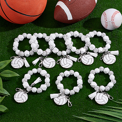 30Pcs Volleyball Wood Pendant Decorations HJEW-JOY00015-1