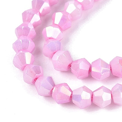 Anti-Tarnish Electroplate Bicone Glass Beads Strands EGLA-T021-4mm-16-12-1