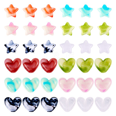 60Pcs 6 Colors Acrylic Beads OACR-TA0003-13-1