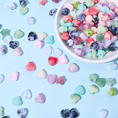 200Pcs 2 Styles Opaque Acrylic Beads OACR-SP0002-11-1